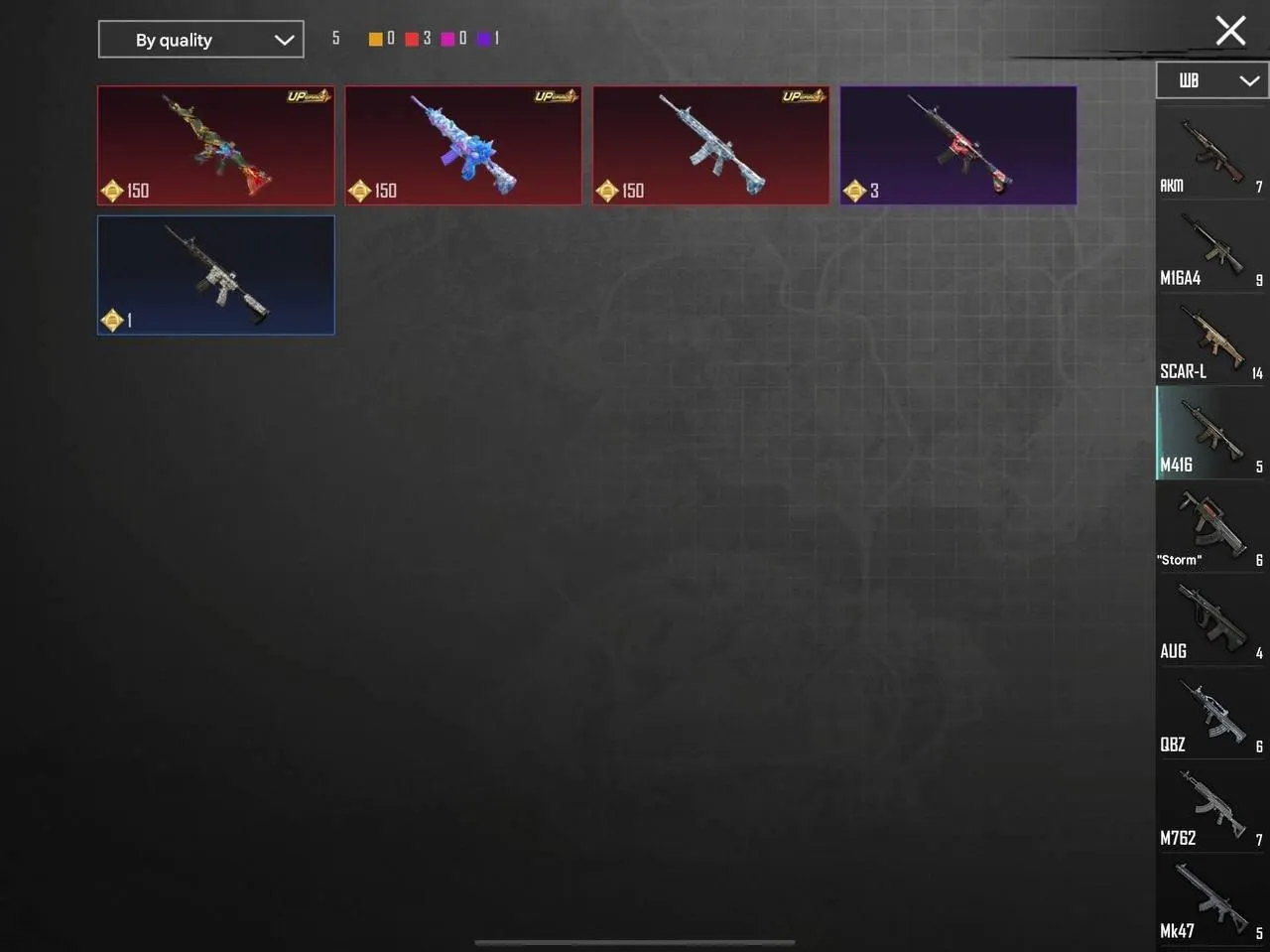 PGM265 Galadria Lv.4, Ignis Lv.3, 3 Full M416 Evo, 40+ Lab Guns, 100+ Mythics, 27 Killchats, Full Pineapple, Cars (G)